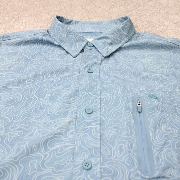 Gillz Shirt Mens Large Blue Geometric Polyester Stretch Fishing Long Sleeve - Picture 5 of 16
